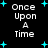 Black background with white text reading "Once Upon A Time" surrounded by cyan plus signs in a pattern