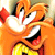 Animated contact sheet showing two frames of a cartoon character with orange fur and yellow clothing against a blue background with text, arranged in a 2x2 grid layout.