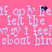 Pixelated text repeats across a pink background with animated black dots appearing and disappearing in specific positions.