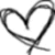 A grayscale heart-shaped outline drawn with a single continuous line, featuring a small downward-pointing tail at the bottom center.