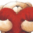 Pixelated image of a character in red clothing with heart-shaped chest, green text reading "Love" and "Lard!!!!!!", black background.