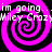 Four identical pink and black spiral patterns arranged in a with white text repeating "im going... Wiley Crozy" over each spiral