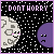 Pixelated space-themed animation with two celestial bodies and text phrases against a starry background.
