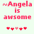 ~Angela is awsome with pink hearts; two versions show heart count differences.