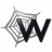 Pixelated icon with black 'W' over gray checkered background and white border.