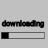 Animated sequence showing a download progress bar filling from left to right with text "downloading" above each frame and "You are now 100% gansta" below the final state.
