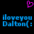A static pixel art image with a pink heart symbol above blue text reading "iloveyou Dalton(:" on a black background.