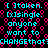 Pixelated cyan text on black background with pink circular patterns, repeating phrases about relationship status and changing a setting.