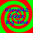 Four identical spiral-patterned icons with red and green concentric rings display blue text reading 'RileyH42 Rules Big Time' in a