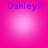 Four identical pink circular icons with gradient fill, each displaying blue text "OakleyR" at the top against a solid pink background.