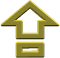 A sequence of golden and black arrow-shaped icons with rectangular bases, transitioning through various 3D shading and outline styles against a gray background.