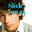 Pixelated image of a person with curly brown hair wearing a white shirt, overlaid with blue text in three separate sections.