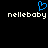 Blue pixelated heart symbol above white text 'nellebaby' on black background, two identical instances side-by-side.