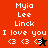 A four- displays text and symbols with animated heart icons; top-left has a black star, bottom-left has an orange star