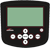 Pixelated icon of a handheld gaming device with green screen and directional pad buttons.