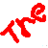 Red pixelated text and shapes on white background, including 'TRE' and 'OLD' in top with abstract forms below