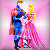 Animated contact sheet showing three sequential frames of a cartoon prince and princess dancing in pink attire against a gradient background.