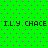 Green background with pink dots and repeated black text 'I.L.Y CHACE' in two