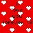 Red background with white pixelated hearts and repeated black text reading "i love you forever <3" in a scattered arrangement.