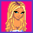 Pixel art contact sheet showing a 3x2 grid of animated frames featuring a blonde cartoon character and text "EMILY LOVES U!!" on bright pink background with purple borders.