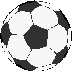 Nine black-and-white soccer ball icons arranged in a , each with unique hexagonal and pentagonal configurations on a gray background