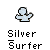 Pixelated silver figure with outstretched arms on gray background, labeled "Silver_Surfer" beneath each instance.