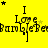 Yellow background with repeating black text "I Love You" and star symbols in various positions across three