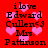 Red background with pink hearts and black text reading 'ilove Edward Cullen<3 Mrs. Pattinson' in two identical side-by-side