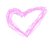 Five sequential frames of a heart-shaped animation with layered, hand-drawn style strokes in pastel colors on white background.