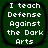 Four identical green square icons with rounded corners display white pixelated text reading "I teach Defense Against the Dark Arts" arranged in five lines.
