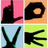 Four distinct black silhouettes on colored backgrounds: a raised hand, an eye shape, antlers, and a pointing gesture.