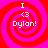 Four identical pixelated spiral icons with red and pink concentric rings display "I <3 Dylan!" text in yellowish-white font.