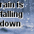 Four- with text fragments over varied backgrounds: blue sky with rain, black-and-white sidewalk, cartoon character with umbrella, and light blue gradient
