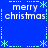 Blue background with repeated 'merry christmas' text and light blue snowflake patterns in a