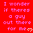 Red background with repeated pink text "I wonder if theres a guy out there for me" and small white heart symbols in a pattern