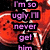 Six of pixelated text over red star-shaped backgrounds with black borders, each displaying distinct phrases in purple font