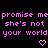 Pixelated pink text on black background repeats phrases with two pixel hearts below.