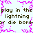 Static pixel art with repeated text and pink lightning-like shapes on a light background.
