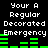 Pixelated text displays 'Your A Regular Decorated Emergency' with green bar graphs on black background, animated