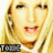 A pixelated close-up of a person with long blonde hair, showing two sequential facial expressions with mouth movements and text changes.