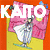 Four display a character in various poses with pink flowers and yellow-green backgrounds, overlaid with 'KATO' and 'KIDO' text