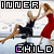 Animated sequence of a couple dancing, with text overlays cycling between 'INNER' and 'CHILD INNER' in pixelated font.