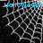 Halloween-themed animated icon with blue text and a spiderweb pattern on a black background.