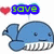 Blue whale cartoon with white teeth and black eyes, accompanied by text elements including 'save', 'the', and 'whales' in green letters on blue backgrounds.