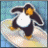 Pixelated penguin on light surface with blue background, green text 'OriginalIcons.com' on dark green right side.