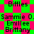 Pixelated text names on a green and pink checkered background with diamond-shaped patterns.