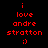 Red pixel text on black background reads 'i love andre stratton :)' in two identical vertical with no visible animation changes