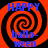 Four identical display a red and black spiral background with blue text reading "HAPPY hallow- ween" in pixelated font