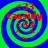 Four identical spiral-patterned icons with green and blue swirls, red text reading 'cassidy' and '<33', and a small red underscore below the center.