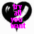 Black heart-shaped icon with white wing outlines and pink text reading "try all you want" on top-left, "but you'll never fix" on top-right, and "my broken heart" on bottom.